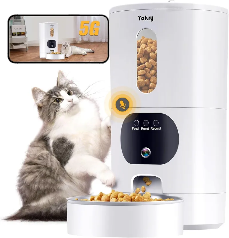 Yakry Automatic Cat Feeders Camera 5G