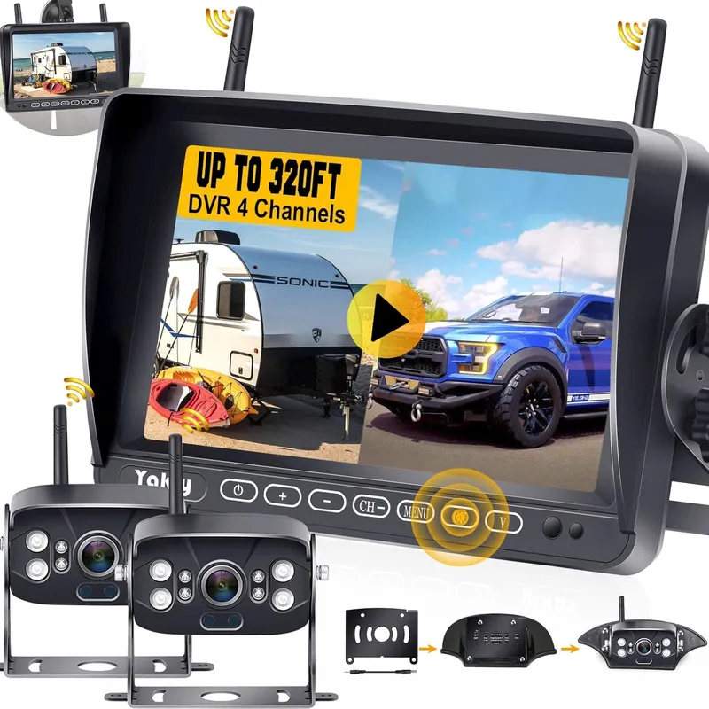 Yakry RV Backup Camera Wireless Recording 2 Cameras